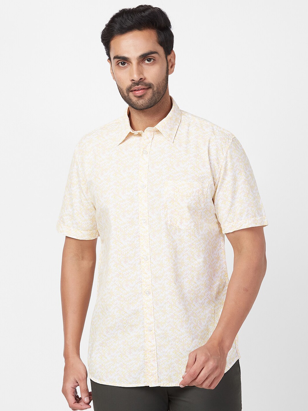 

Parx Slim Fit Floral Printed Cotton Casual Shirt, White