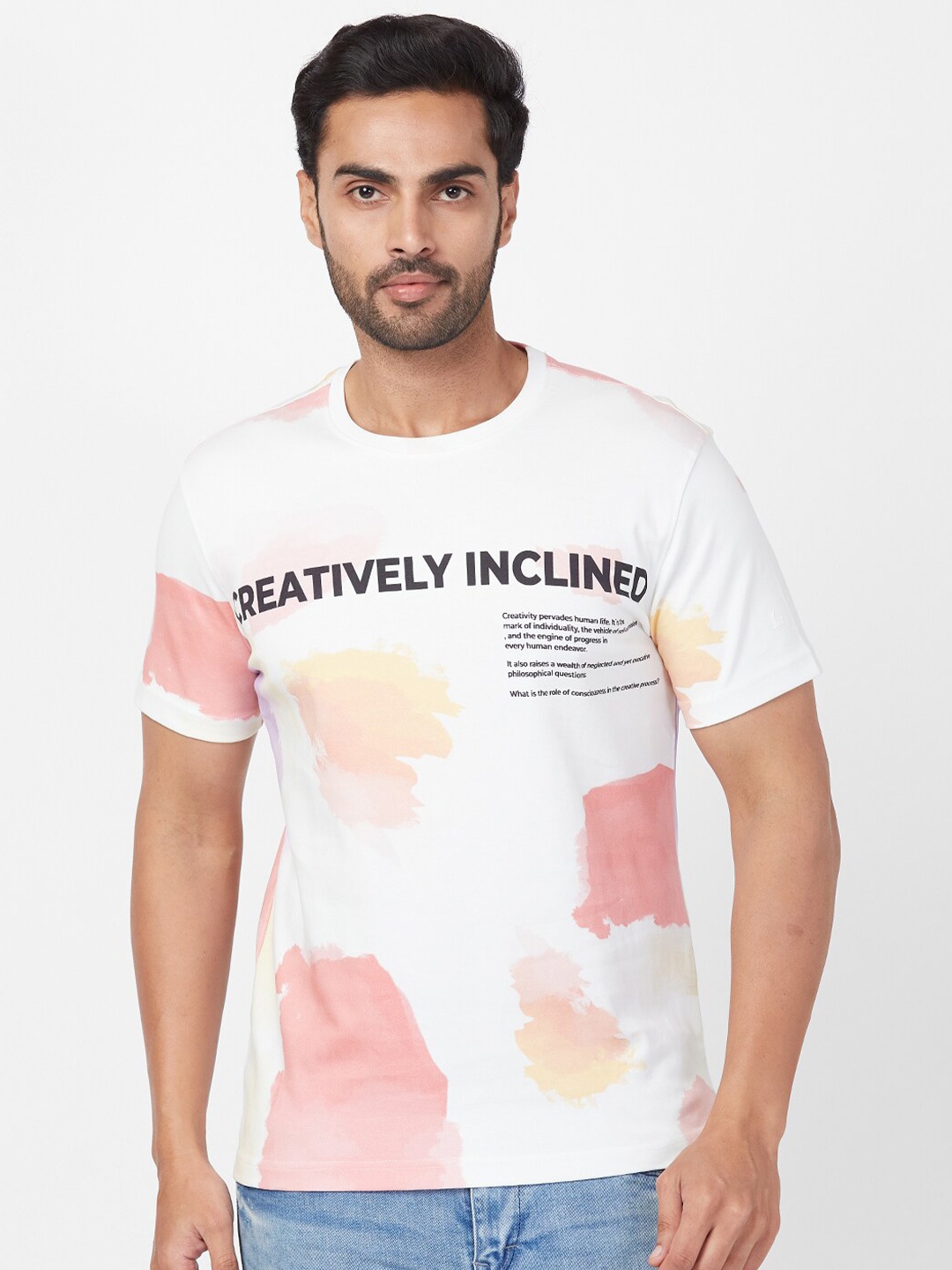 

Parx Typography Printed Cotton Regular Fit T-shirt, White