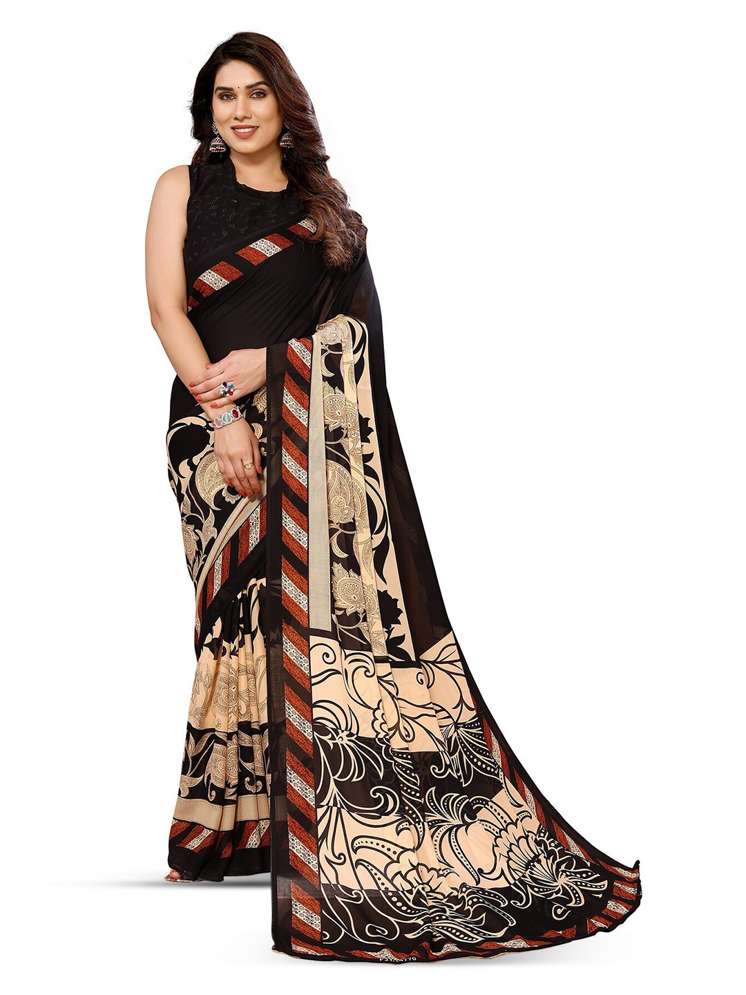 

ANAND SAREES Selection Of 2 Floral Printed Saree, Pink