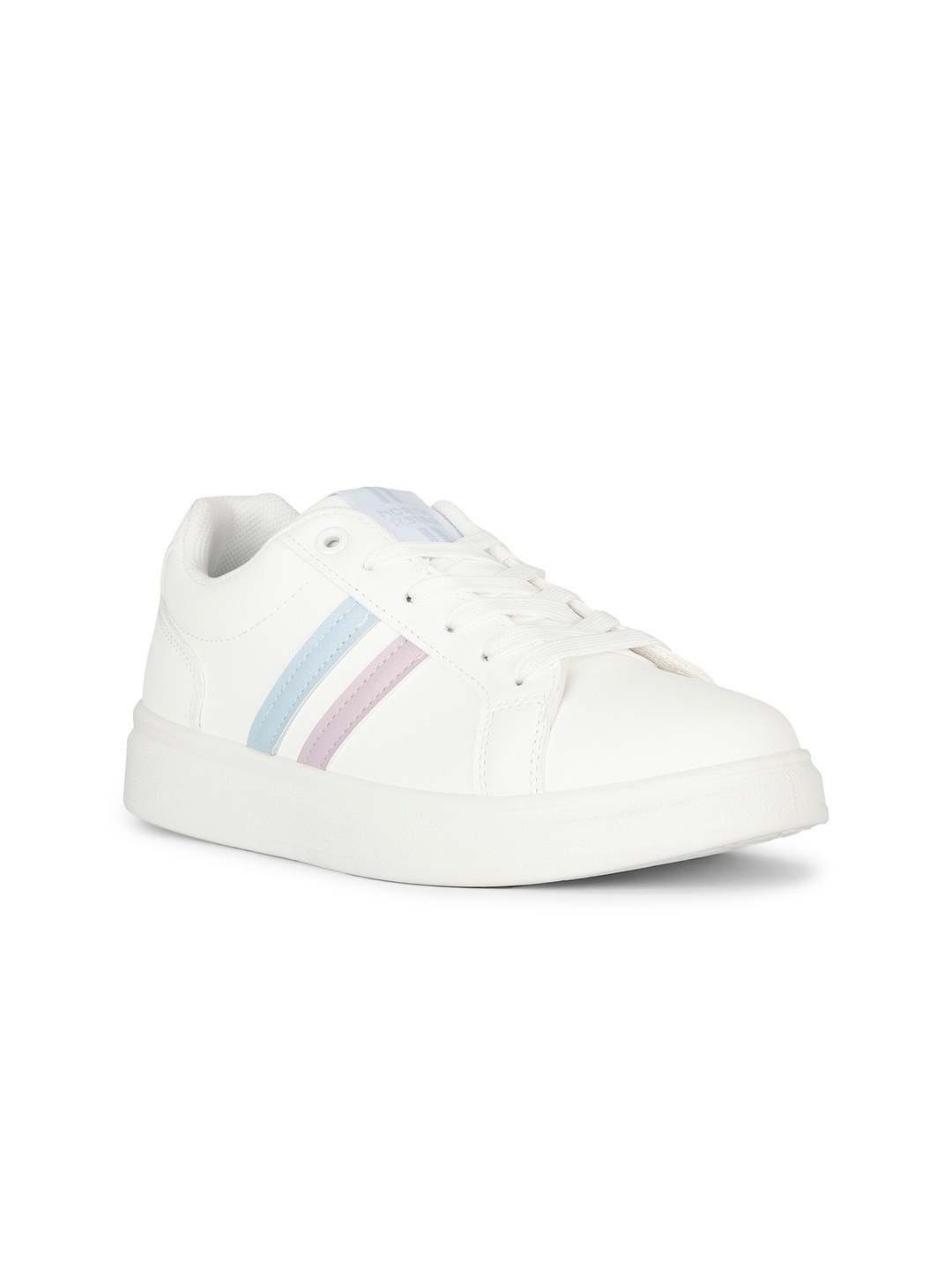 

North Star Women Striped Lace Up Sneakers, White