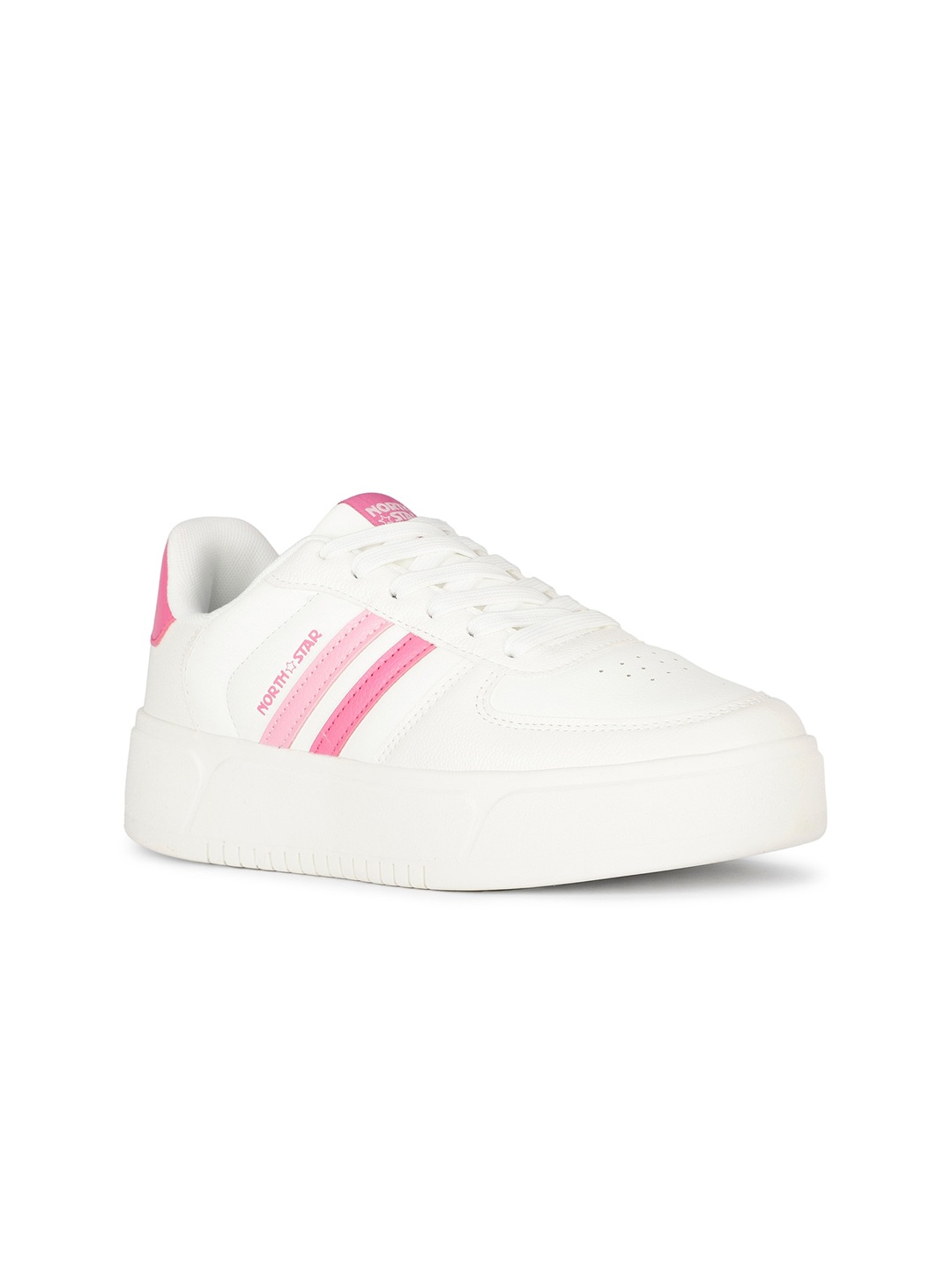 

North Star Women Striped Lace Up Sneakers, White