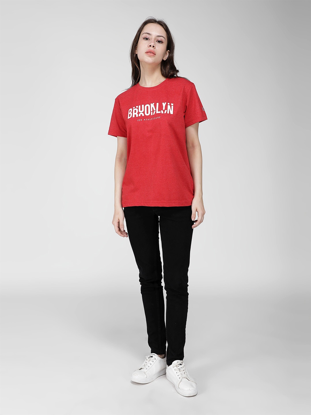 

IDK Typography Printed Cotton T-shirt, Red