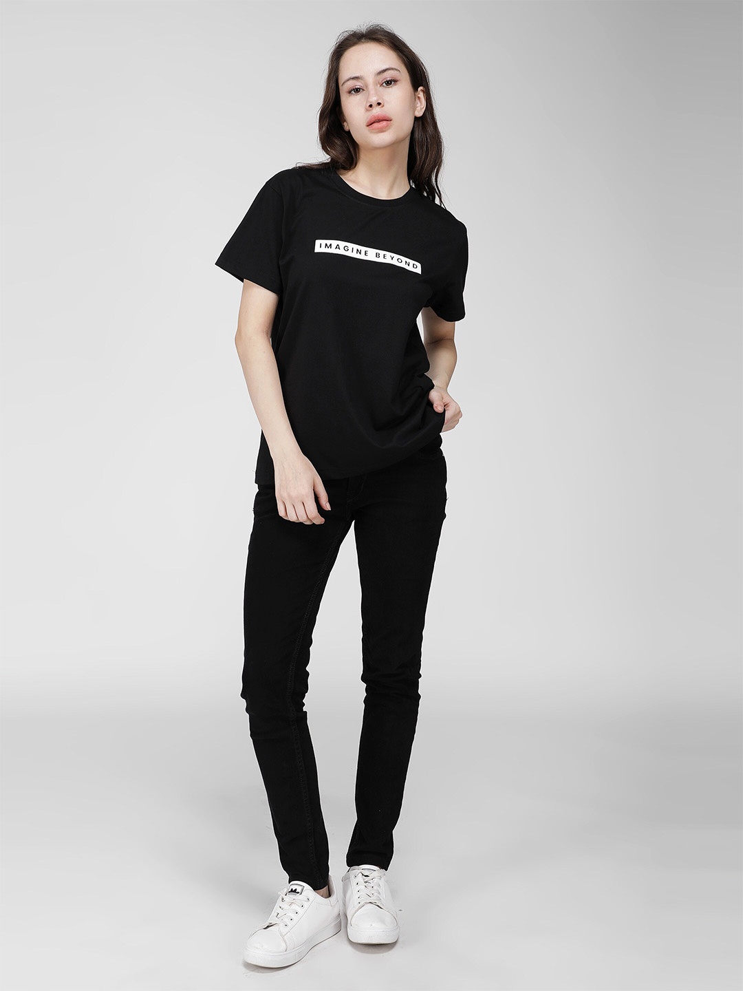 

IDK Typography Printed Cotton T-shirt, Black