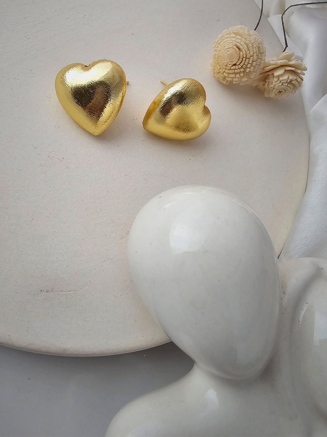 

Binnis Wardrobe Gold-Plated Heart Shaped Studs Earrings