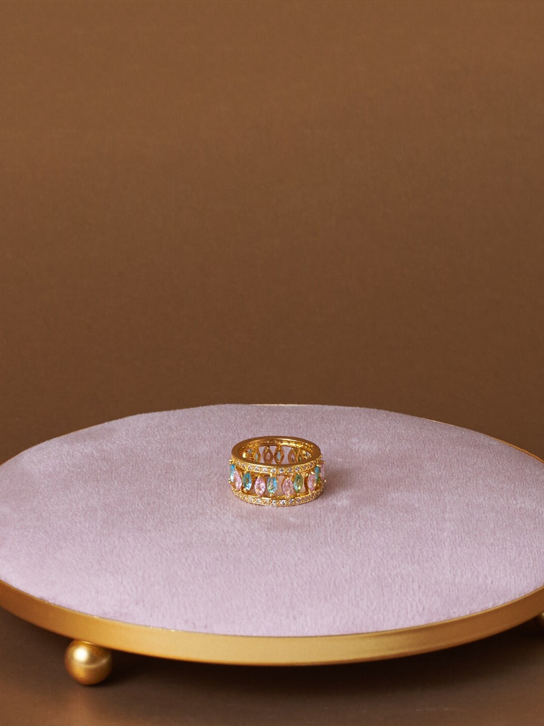 

DressBerry Pink & Blue Set Of 2 Crystal Studde Finger Rings