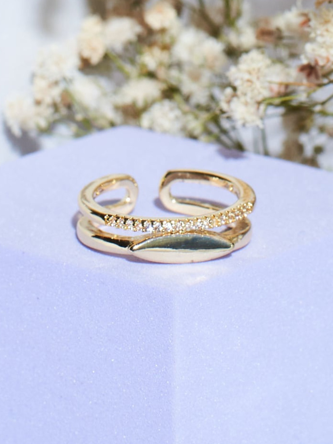 

DressBerry Gold Plated Stones Studded Adjustable Finger Ring