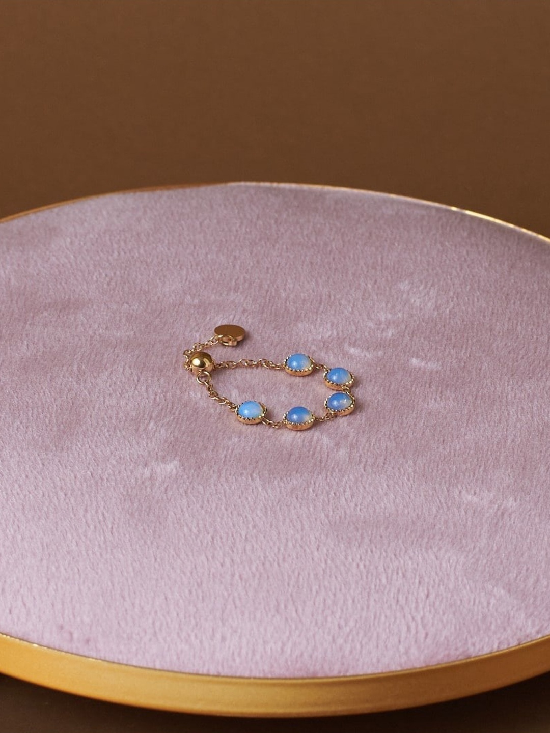 

DressBerry Gold Plated Finger & Chain Charm Ring, Blue