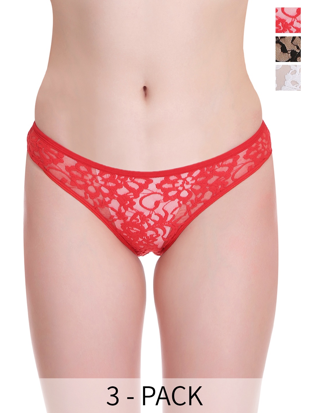 

SELFCARE Pack Of 3 Self Design Bikini Briefs SN0676, Black
