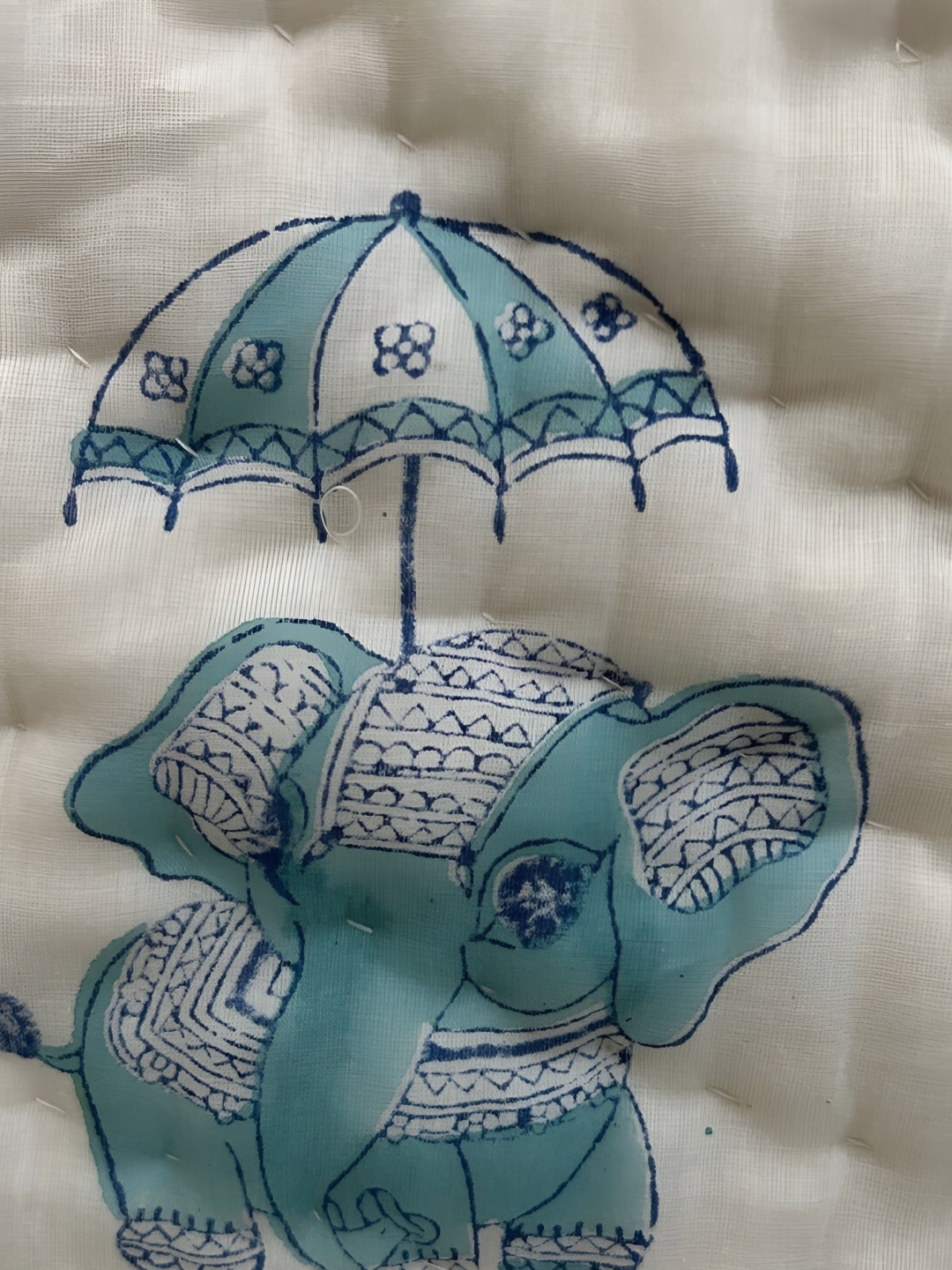 

PLAYFUL STITCHES White & Blue Cartoon Characters Mild Winter 210 GSM Single Bed Quilt