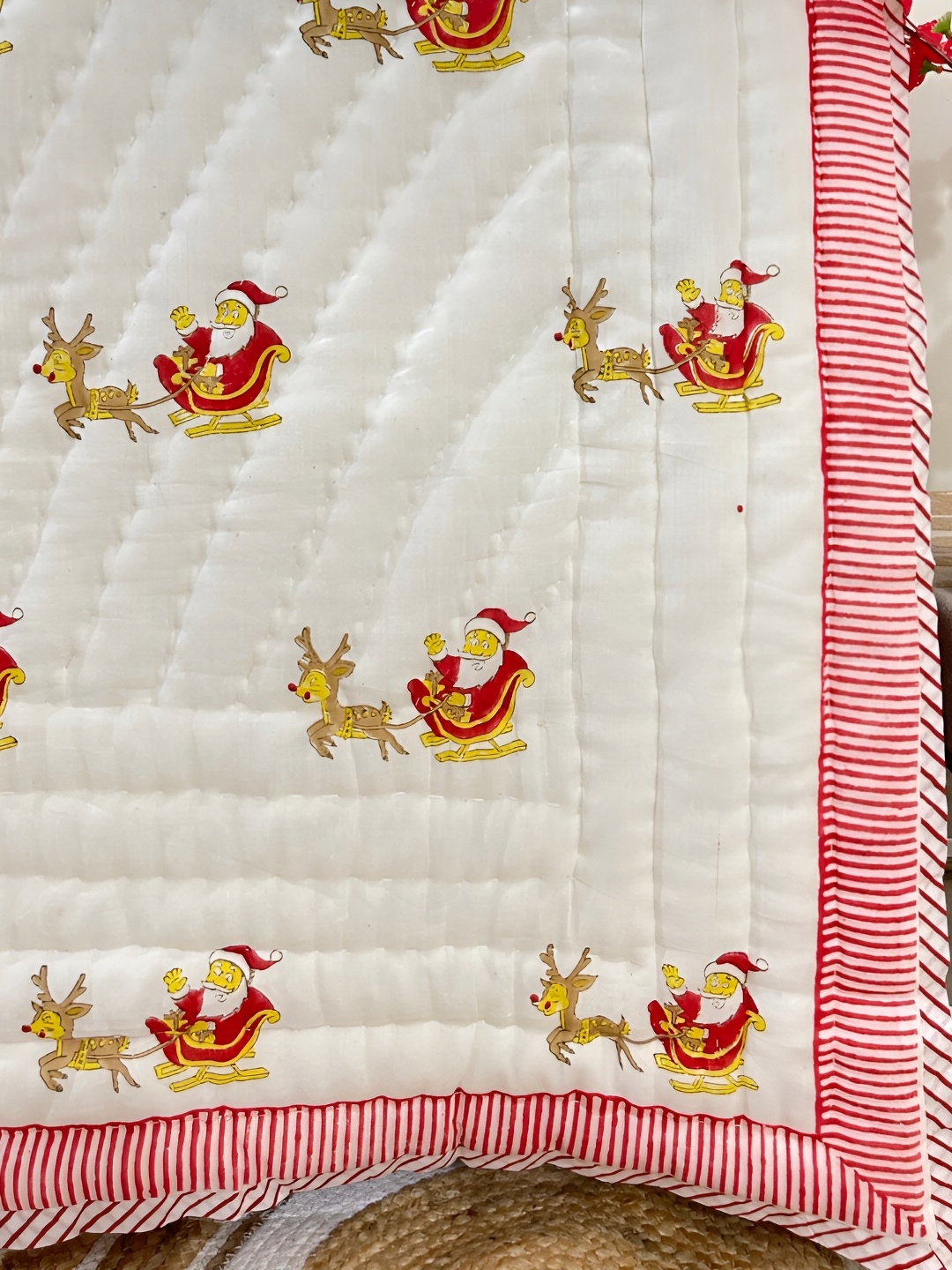 

PLAYFUL STITCHES Kids White & Pink Printed Pure Cotton 250GSM Non-Toxic Single Bed Blanket