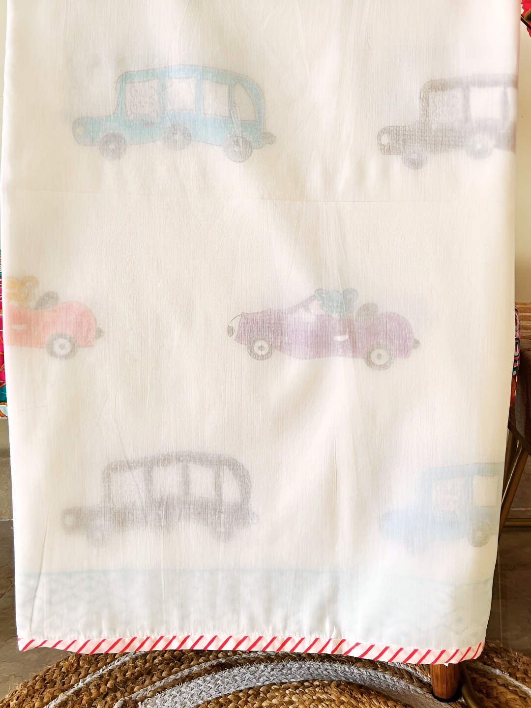 

PLAYFUL STITCHES White & Pink Cartoon Characters Summer 210 GSM Single Bed Blanket