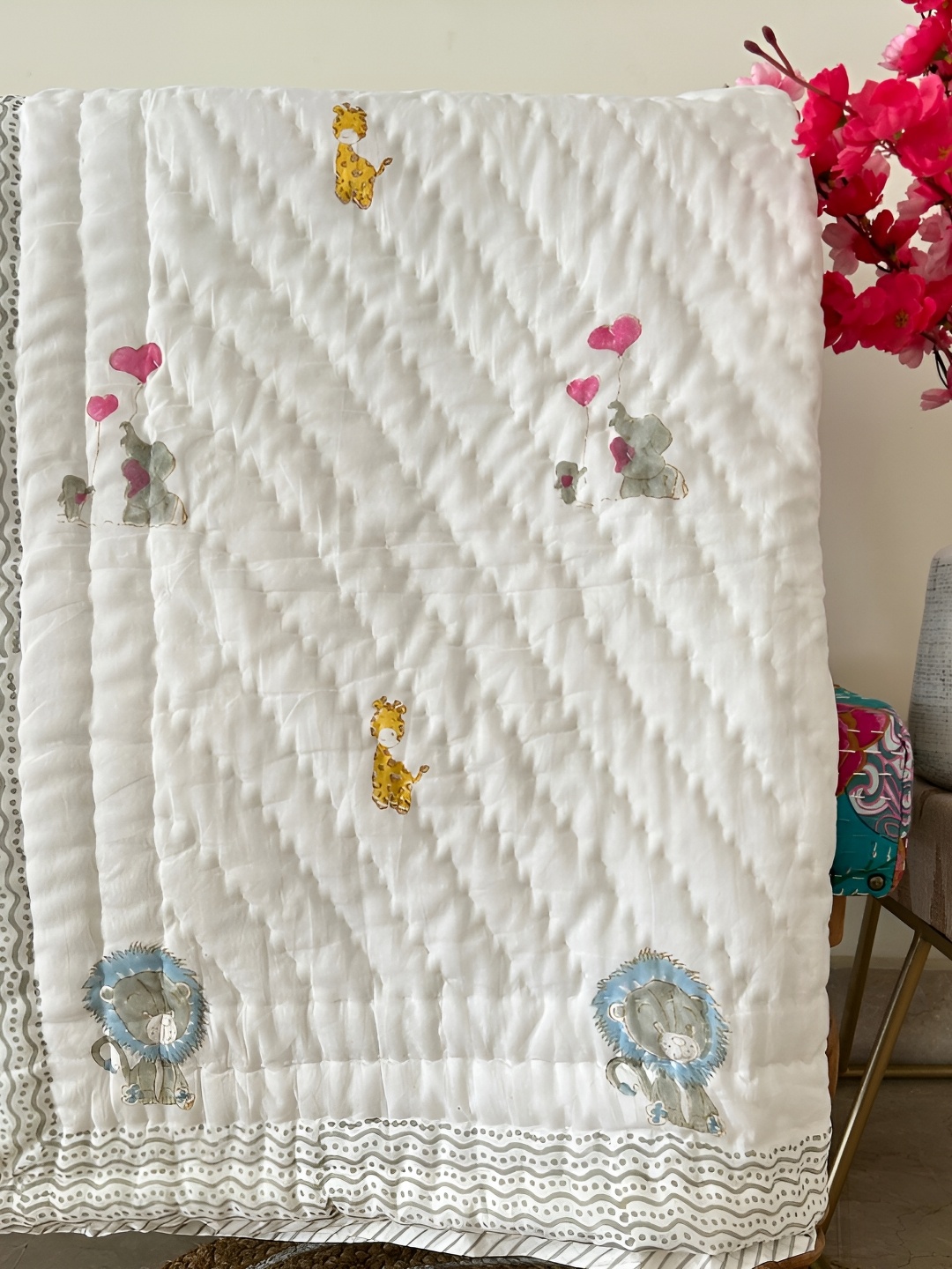 

PLAYFUL STITCHES Kids organic Blanket 210 Gms Non-Toxic With 40x60 Inches, White