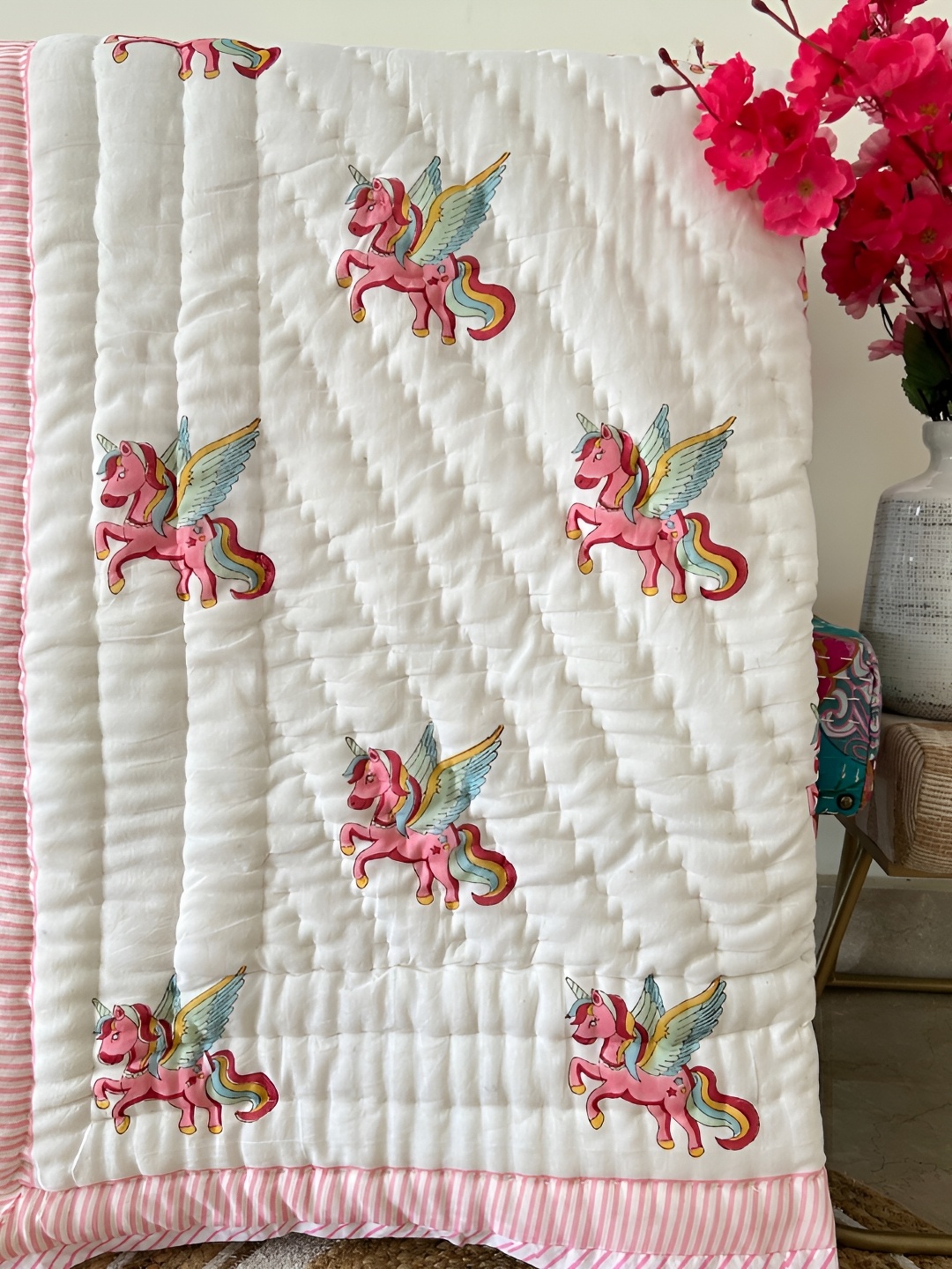 

PLAYFUL STITCHES Kids 210 GMS Non-Toxic Natural Dye Blanket- 40x60 inches, White