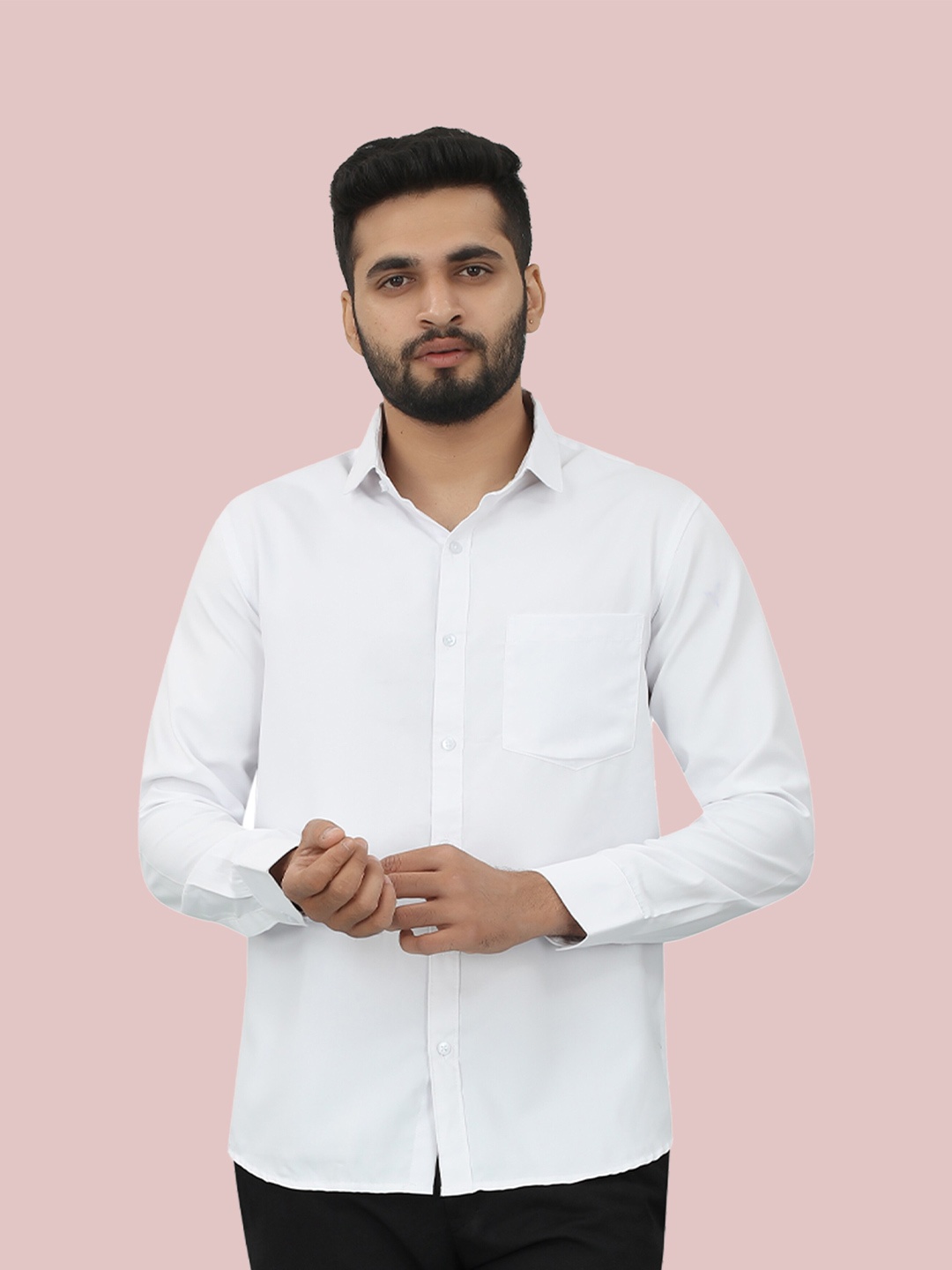 

N N ENTERPRISE Comfort Spread Collar Formal Shirt, White
