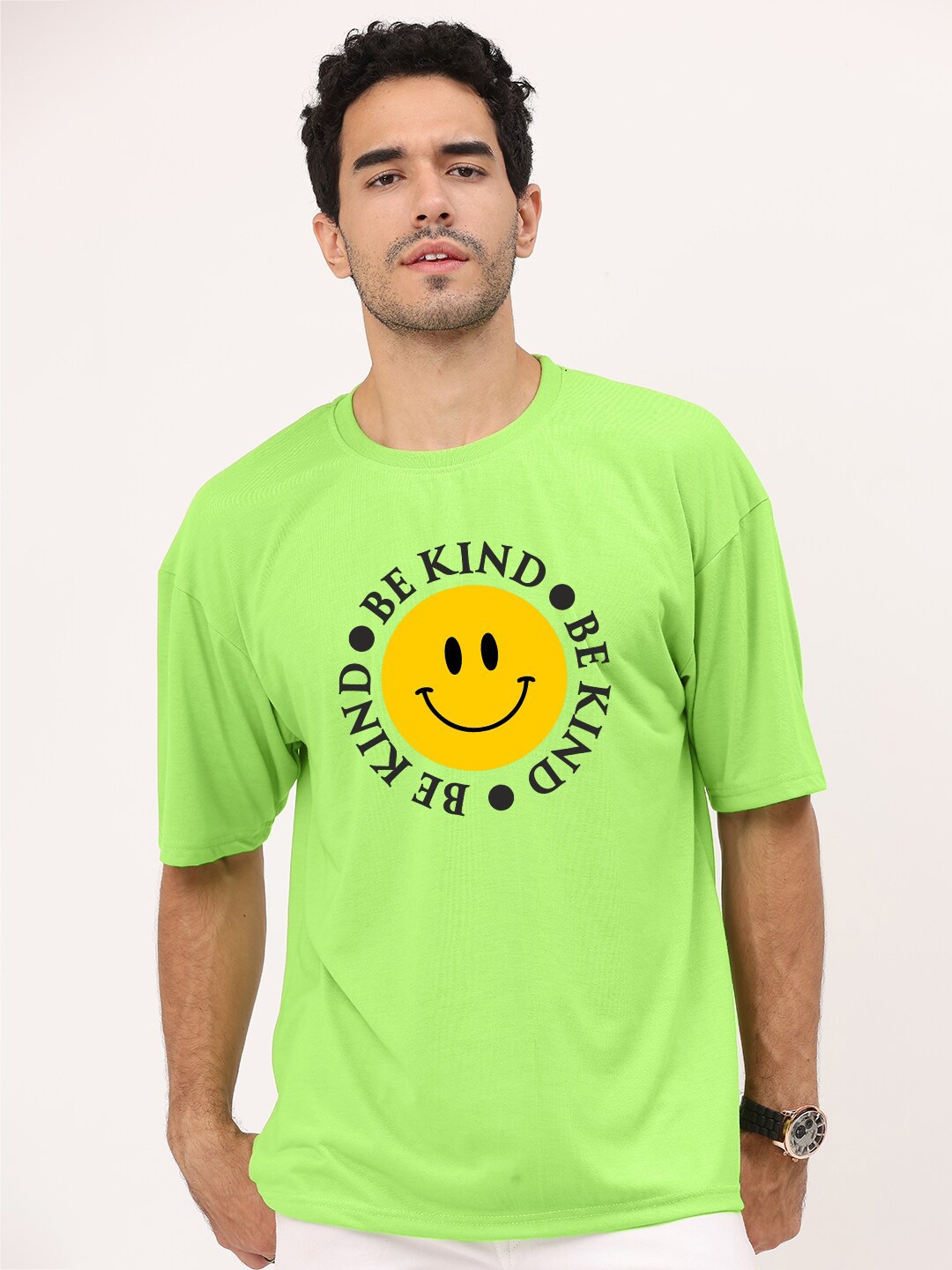 

Leotude Typography Printed Oversized Cotton T-shirt, Green