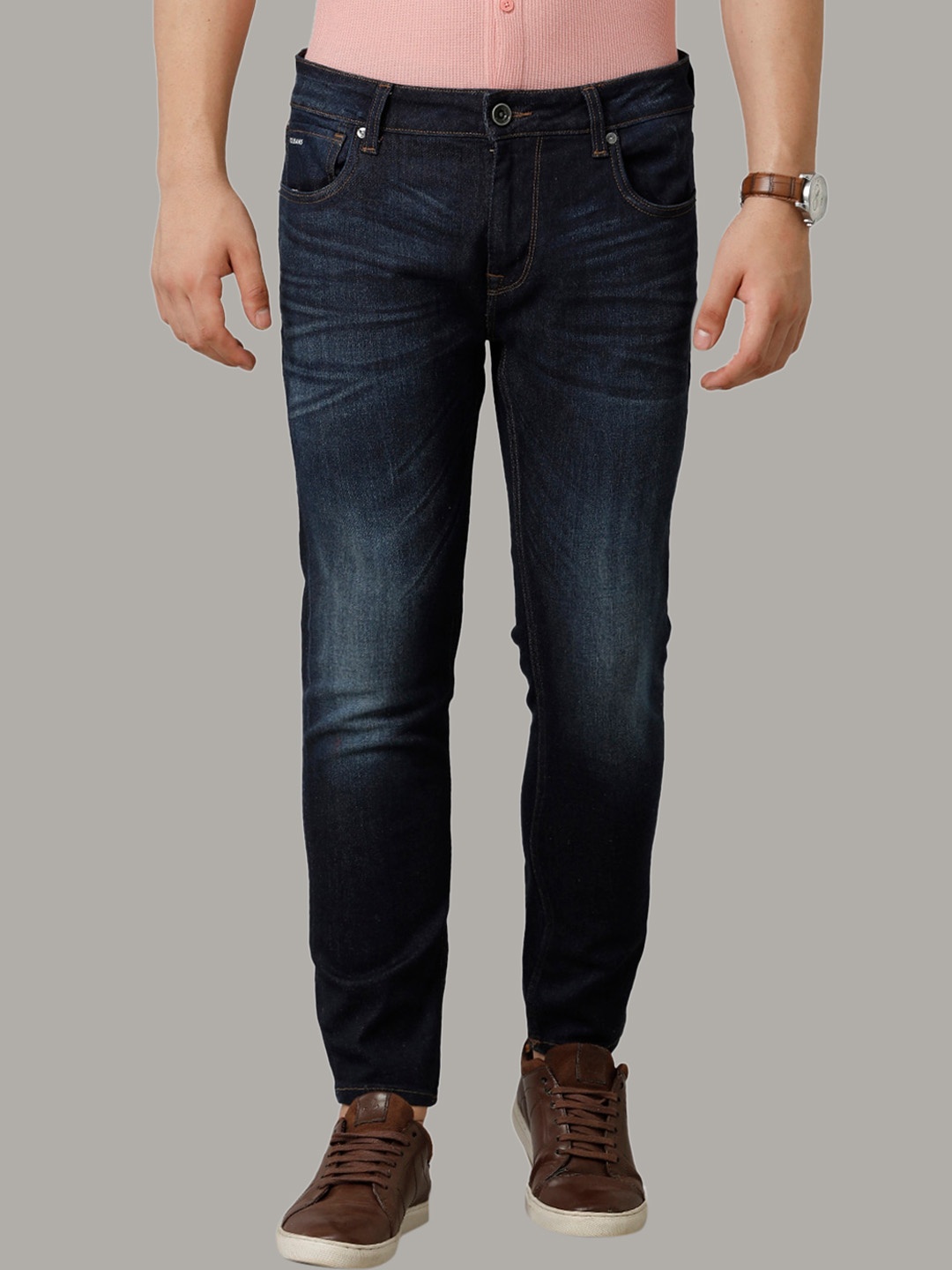 

Voi Jeans Men Mid-Rise Comfort Skinny Fit Light Fade Stretchable Jeans, Blue