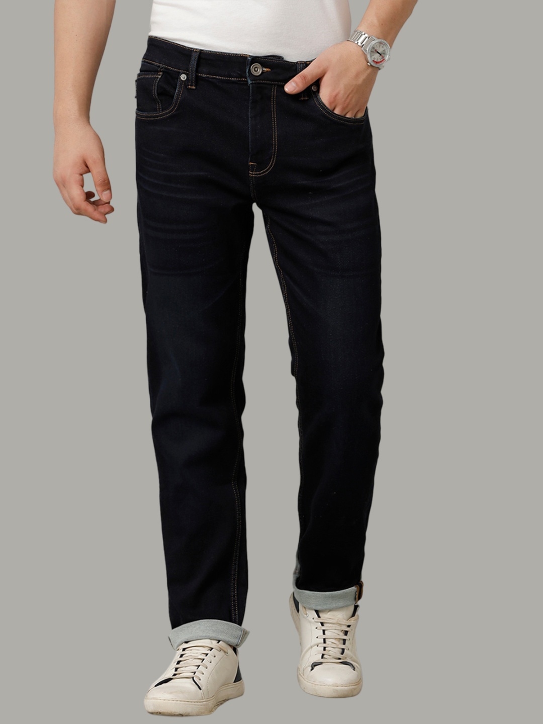 

Voi Jeans Men Mid-Rise Comfort Slim Fit Stretchable Jeans, Blue