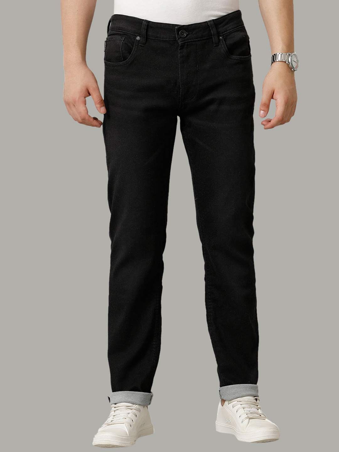 

Voi Jeans Men Mid-Rise Comfort Skinny Fit Stretchable Jeans, Black