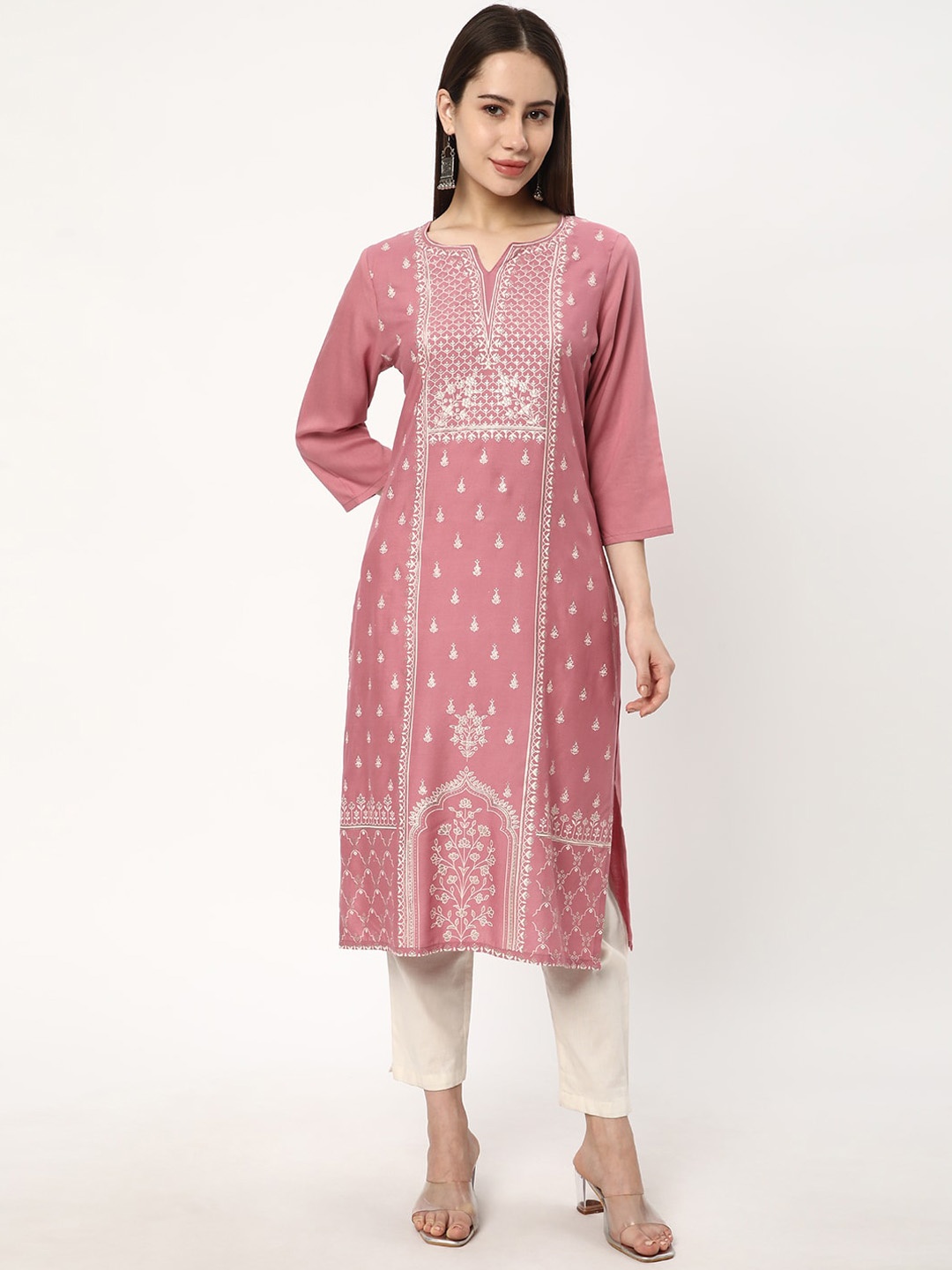 

R&B Ethnic Motifs Printed Pastel Kurta, Pink