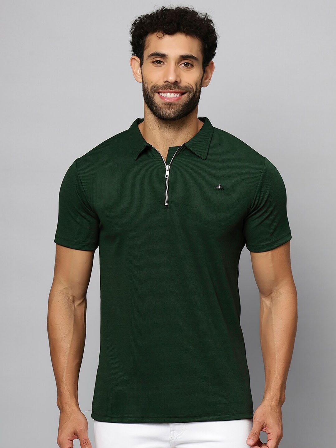 

N AND J Polo Collar Cotton T-shirt, Green