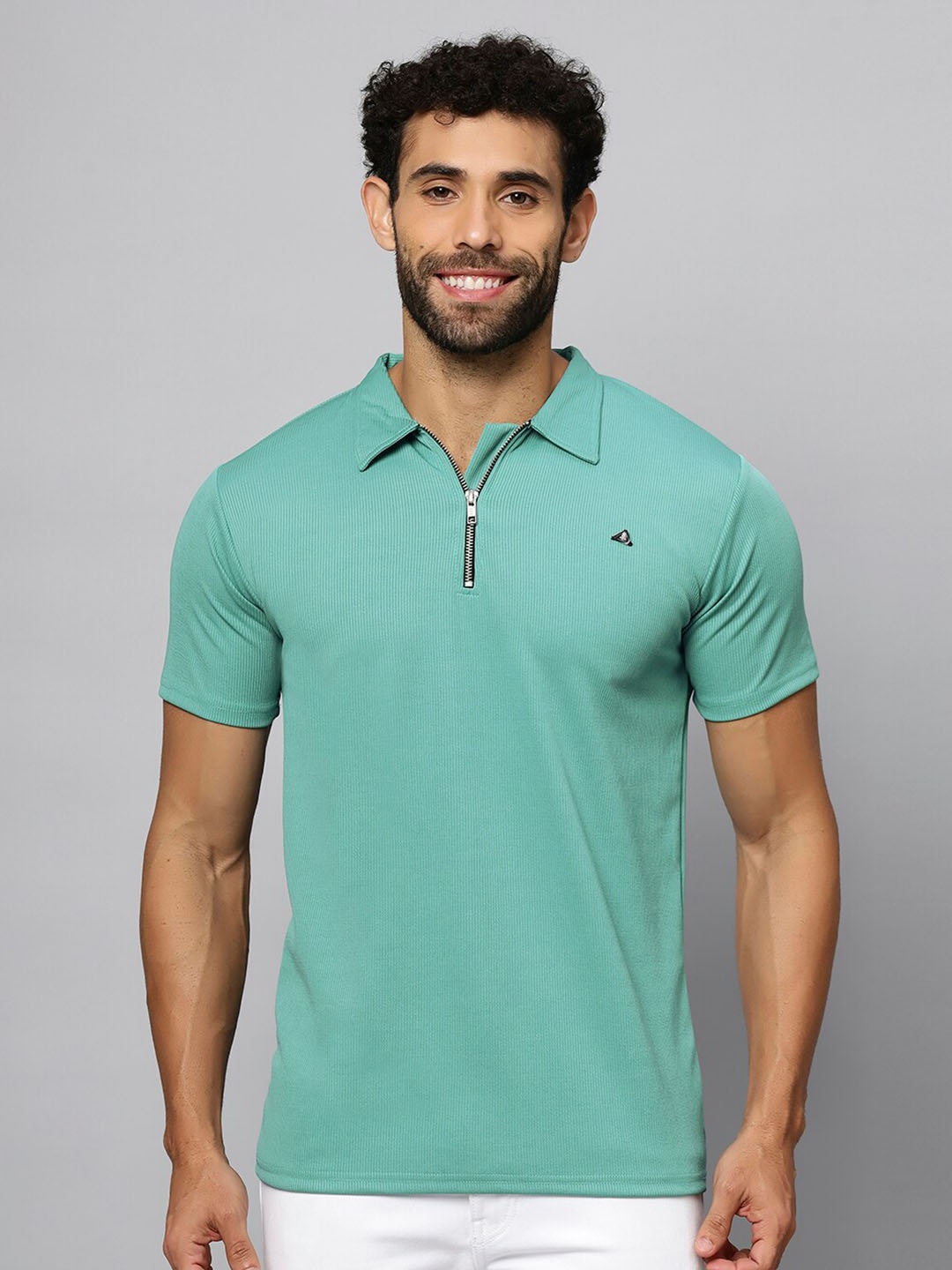 

N AND J Polo Collar Short Collar Cotton T-shirt, Teal