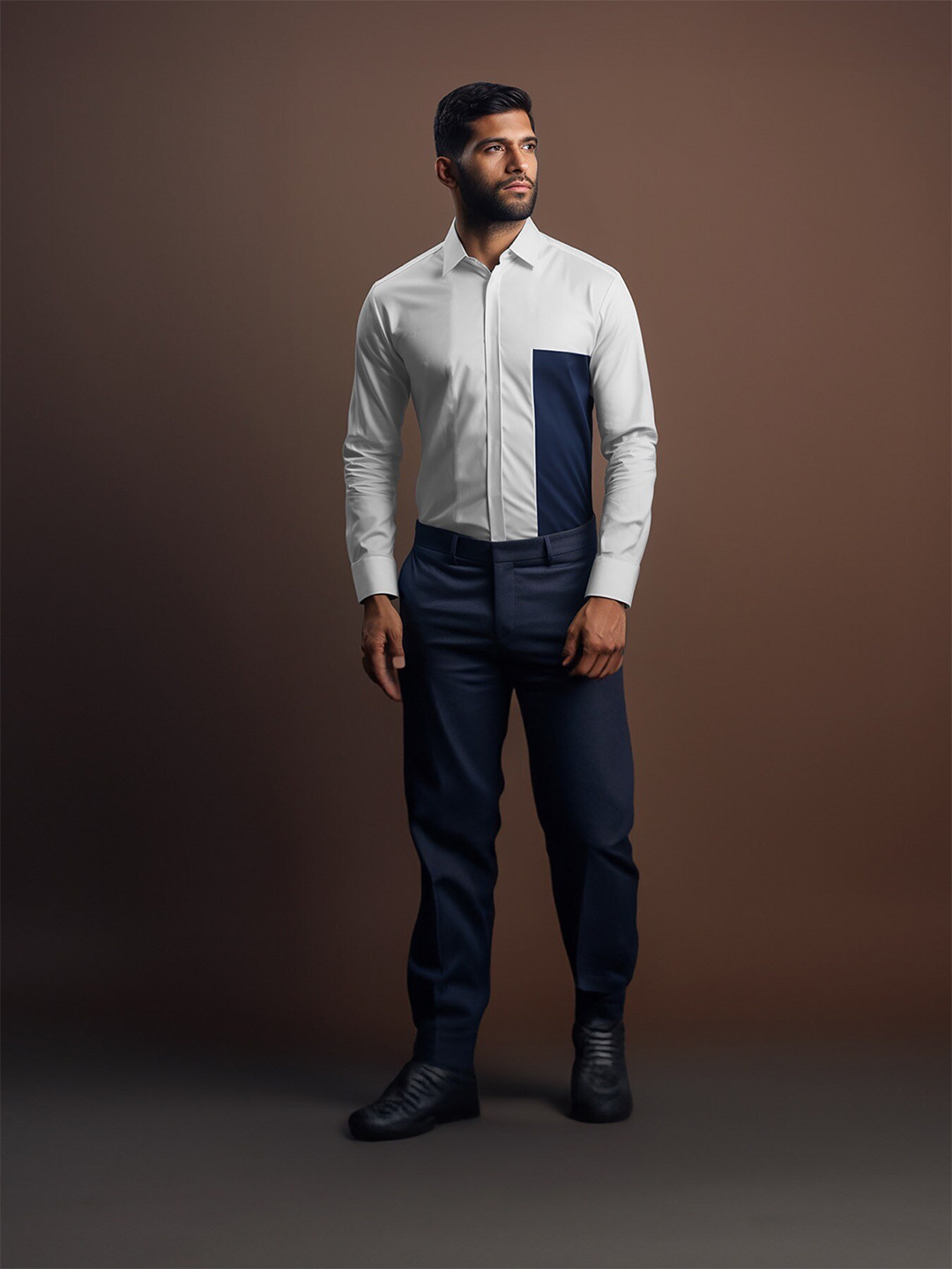 

HE SPOKE Smart Tailored Fit Opaque Cotton Semiformal Shirt, White