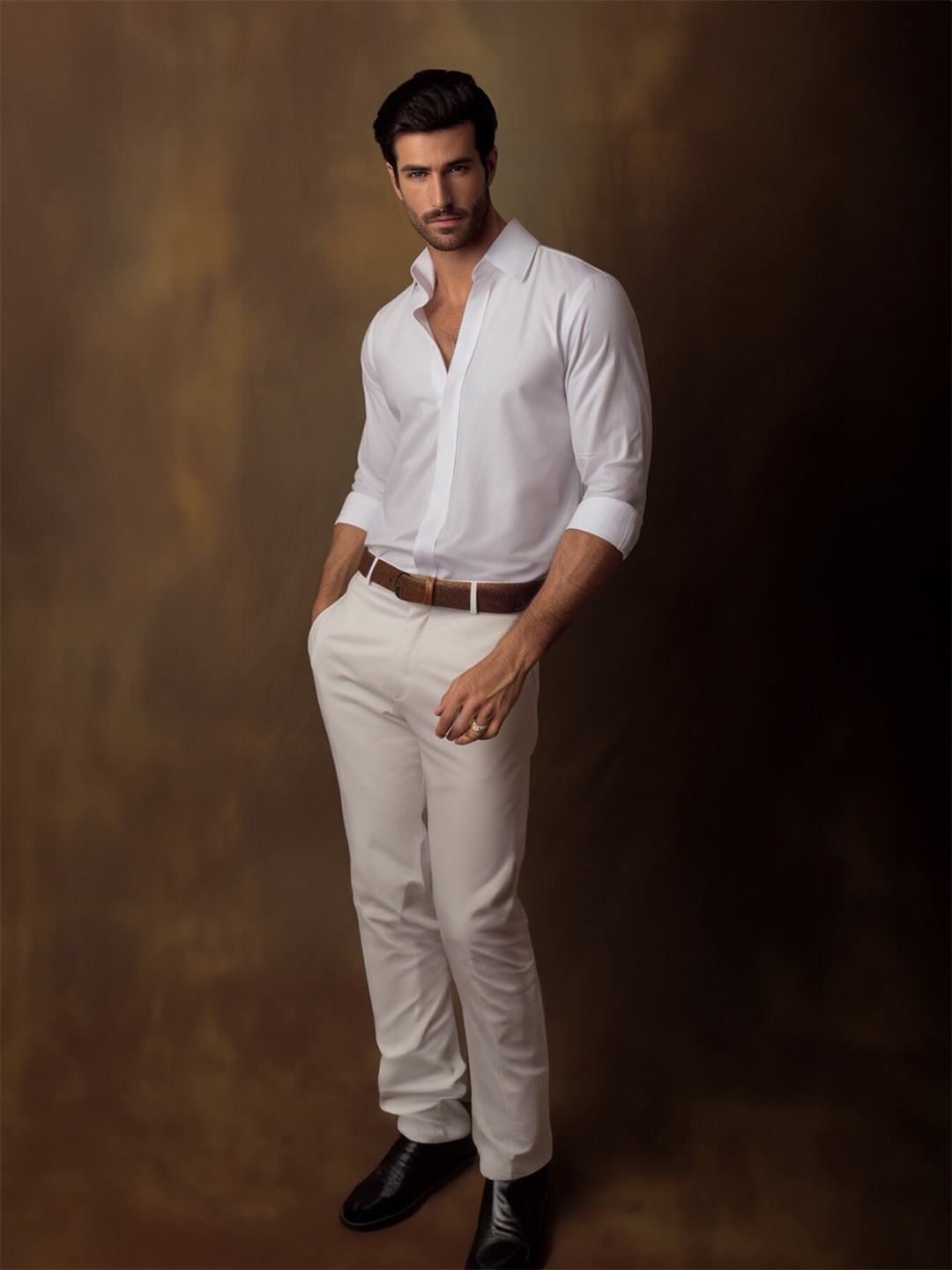 HE SPOKE Smart Tailored Fit Twill Weave Cotton Formal Shirt, White