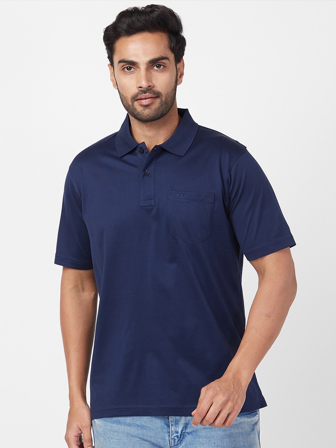 

ColorPlus Polo Collar Short Sleeves Cotton T-shirt, Blue
