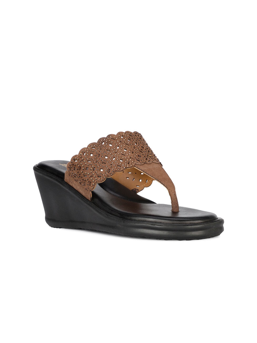 

Bata Textured Open Toe Wedges, Brown