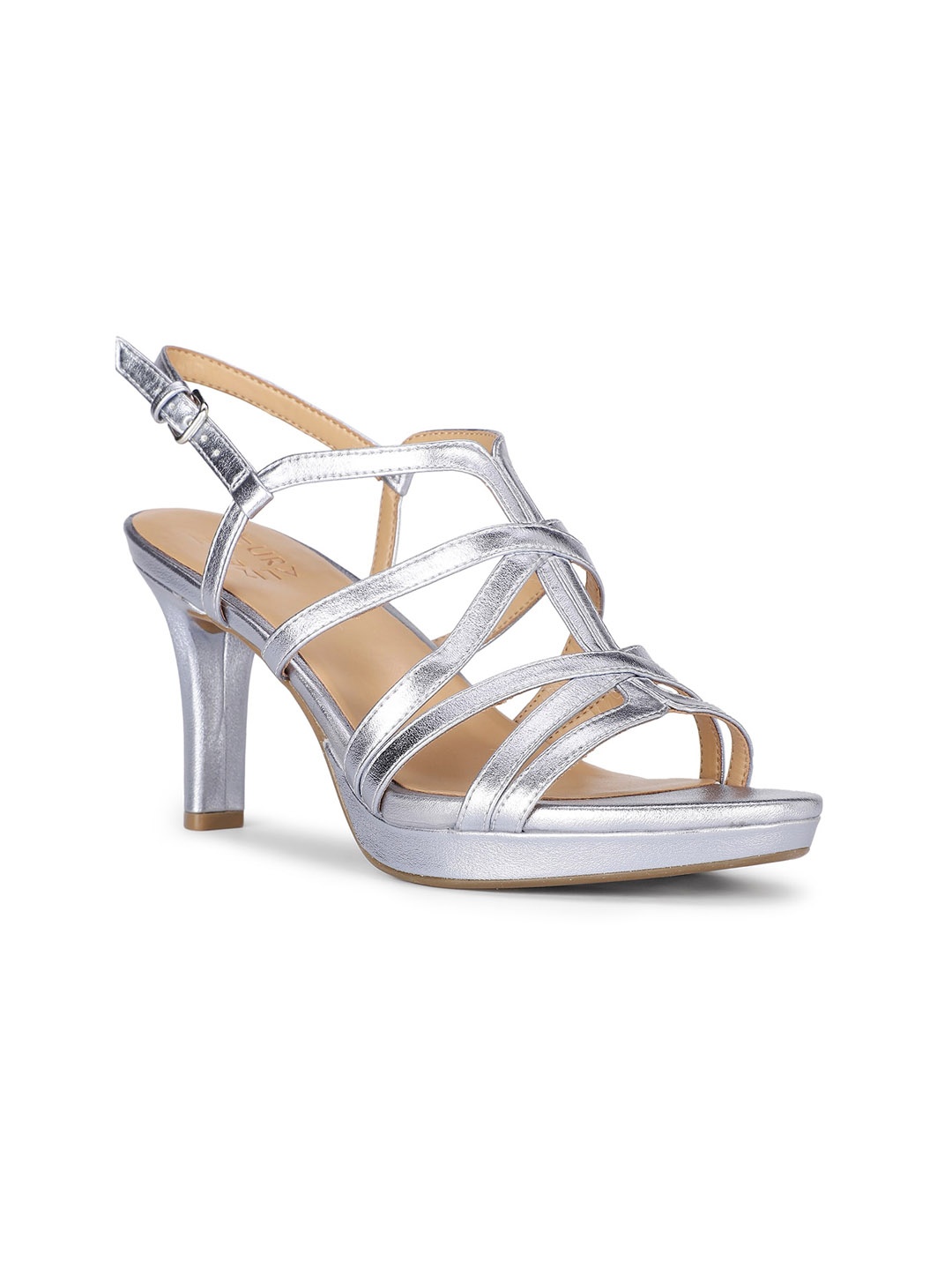 

Naturalizer Leather Strappy Slim Heels, Silver