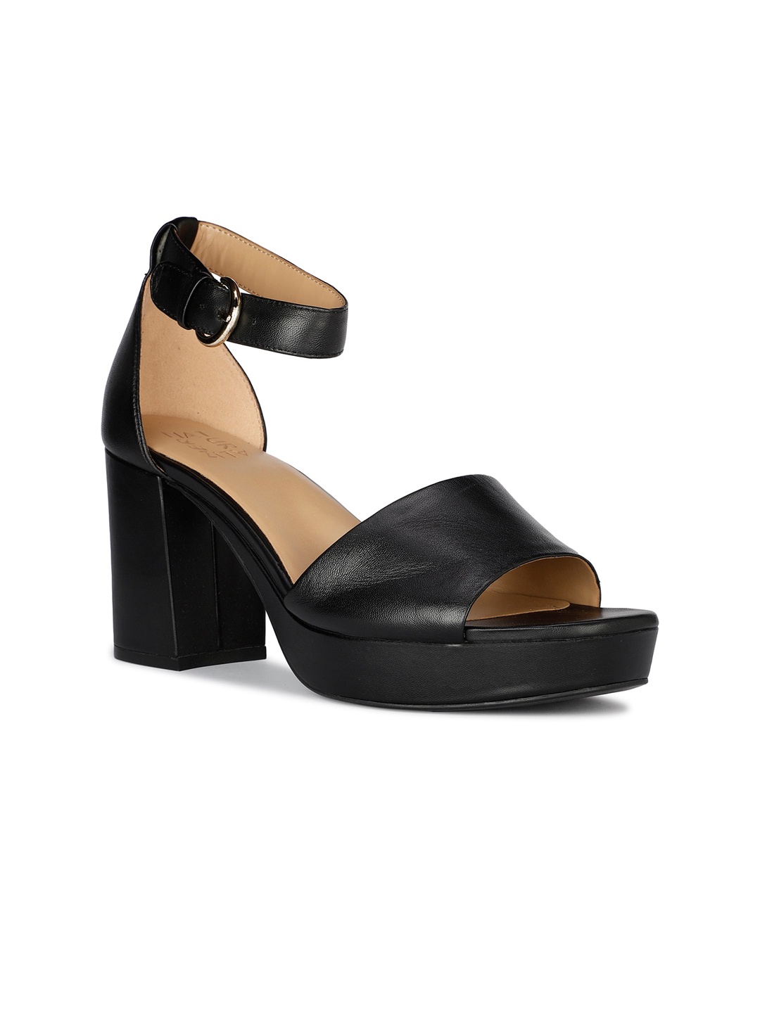 

Naturalizer Open Toe Leather Platform Heels, Black