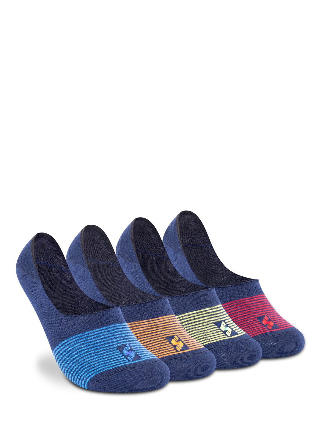 

Supersox Unisex Pack of 4 Patterned Cotton Moisture Absorbent Anti Slip Shoe Liners Socks, Blue