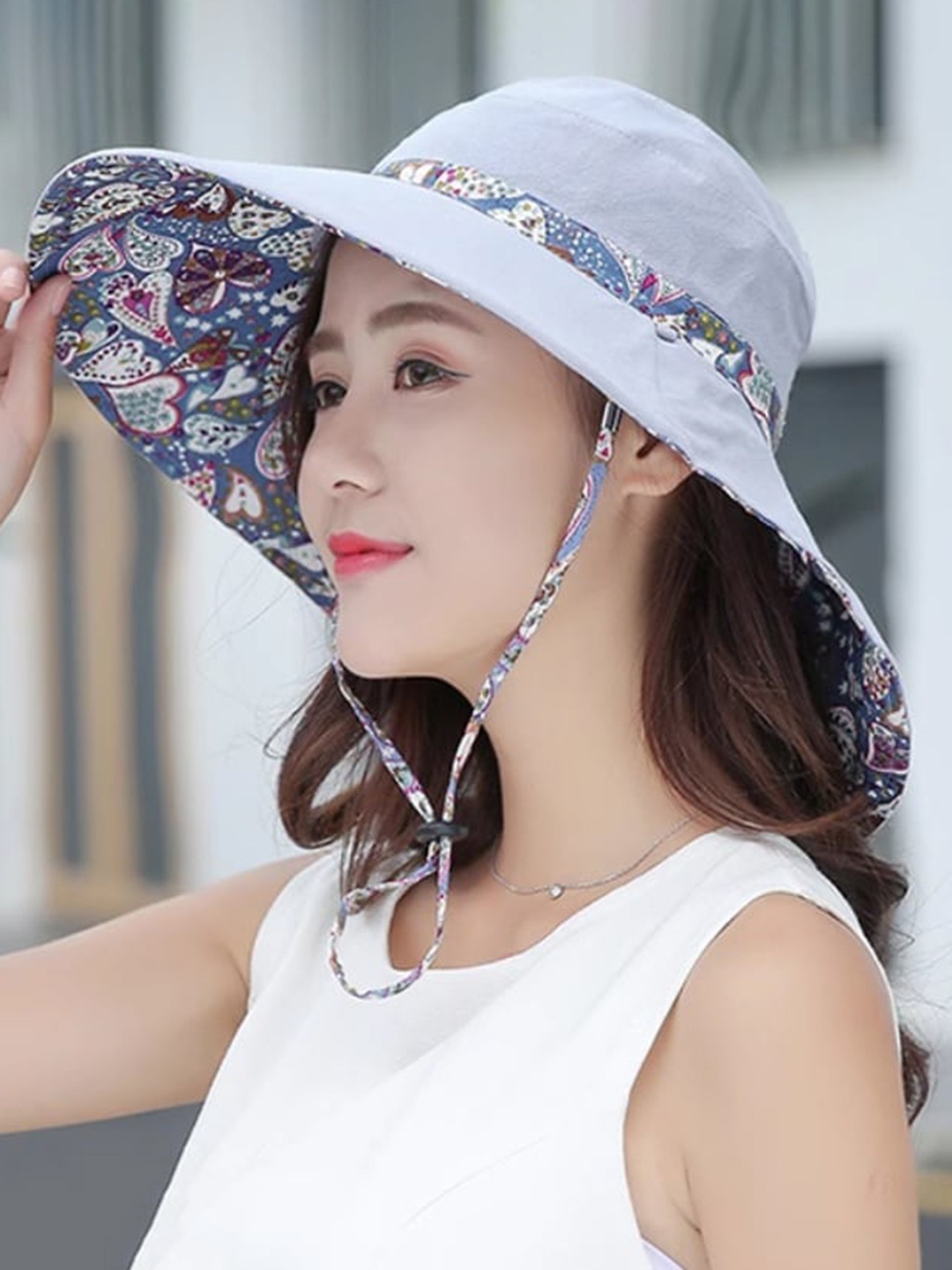 

Alexvyan Women Printed Breathable Cotton Sun Hat, Grey