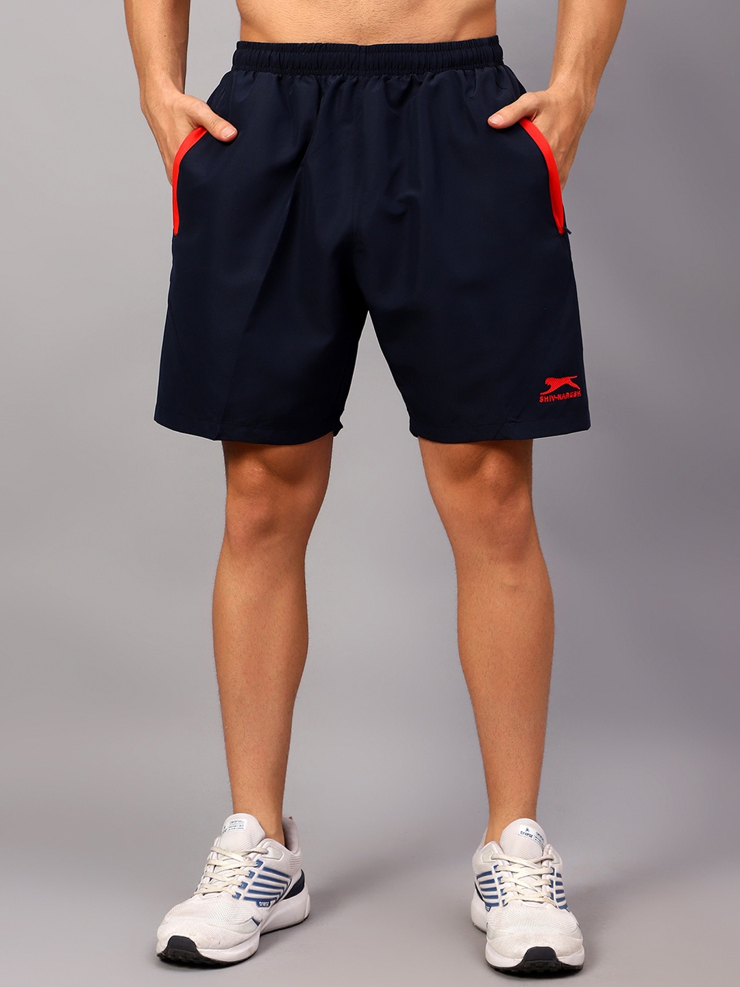 

Shiv Naresh Men Mid-Rise Sports Shorts, Navy blue