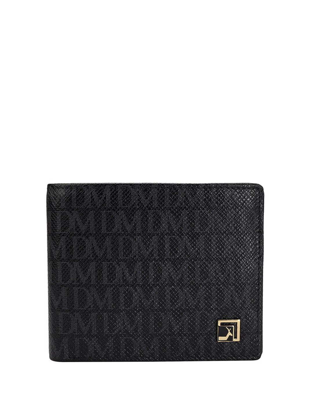 

Da Milano Men Typography Printed Leather Two Fold Wallet, Black