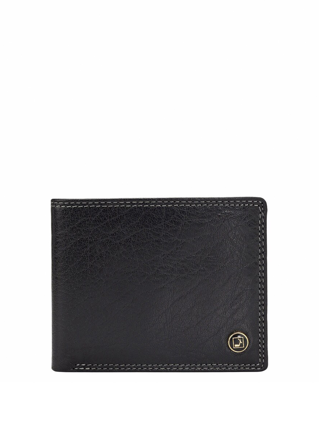 

Da Milano Men Textured Leather Two Fold Wallet, Black