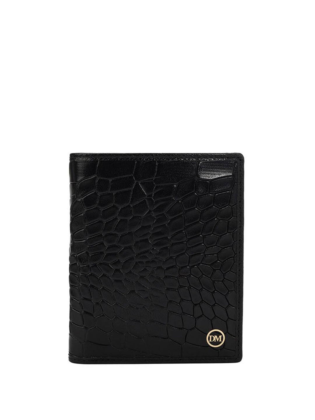 

Da Milano Men Textured Leather Two Fold Wallet, Black