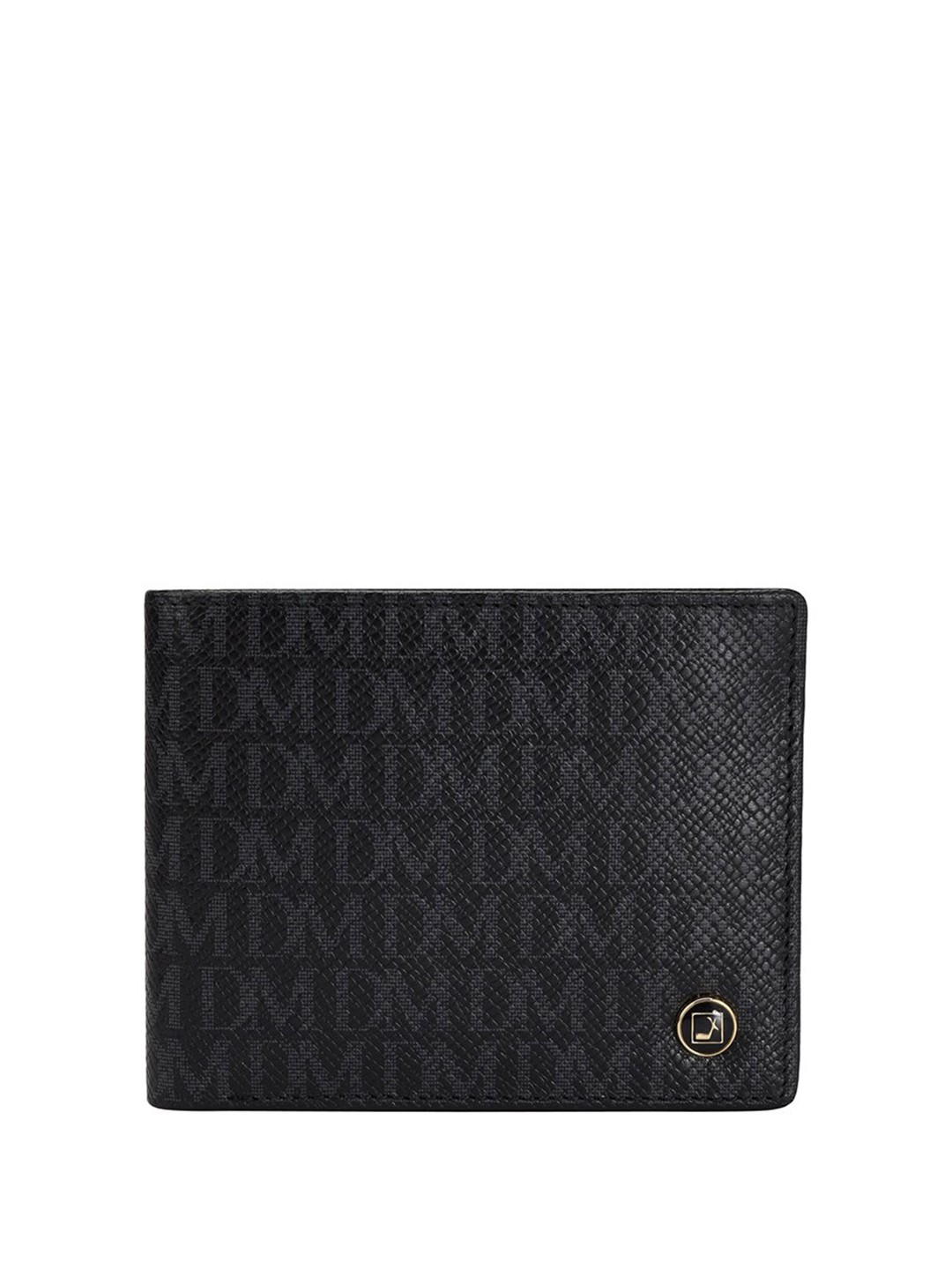 

Da Milano Men Typography Printed Leather Two Fold Wallet, Black