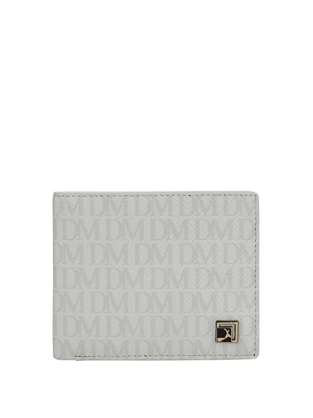 

Da Milano Men Brand Logo Printed Leather Two Fold Wallet, White