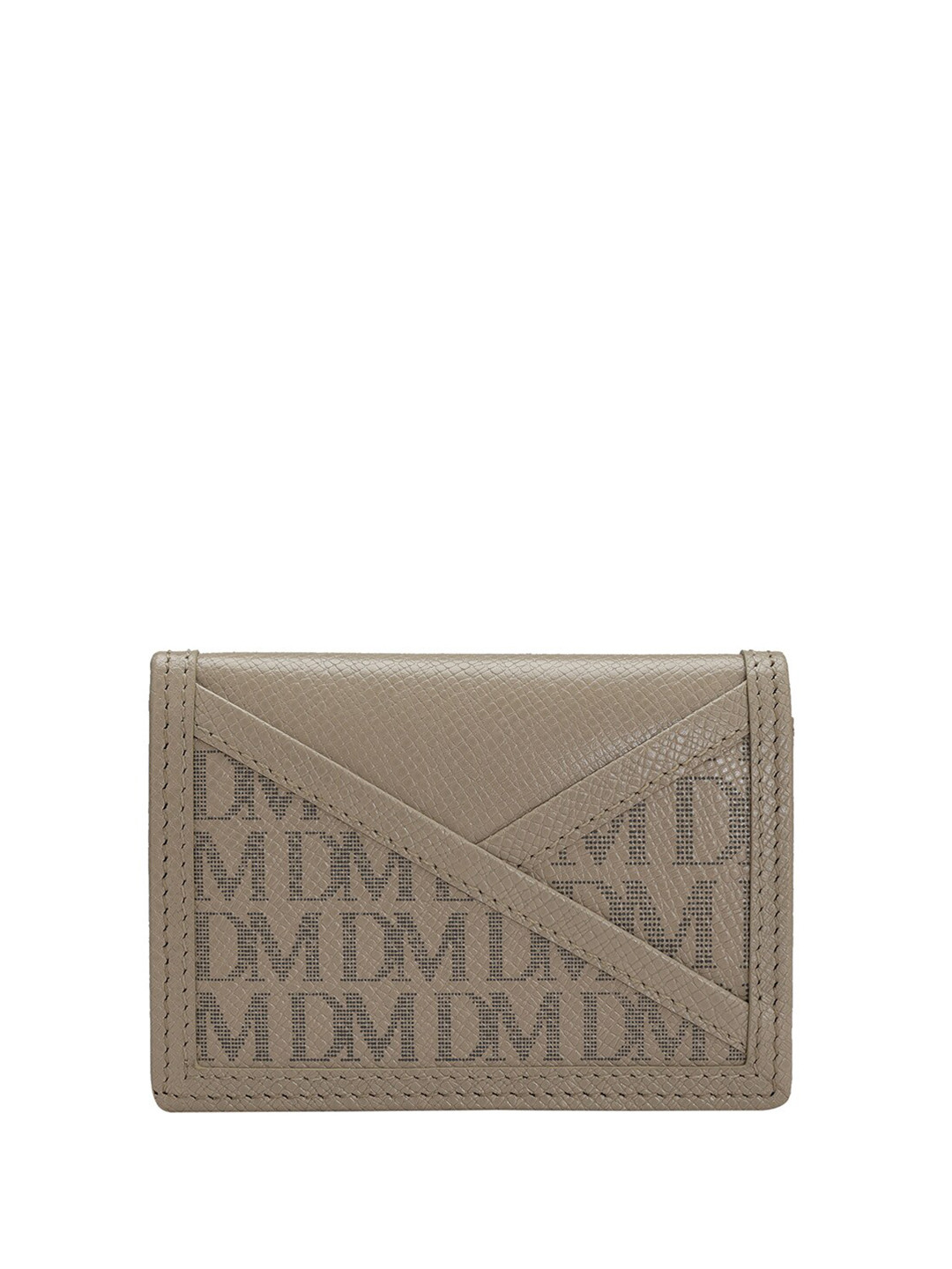 

Da Milano Unisex Typography Printed Leather Card Holder Wallet, Beige