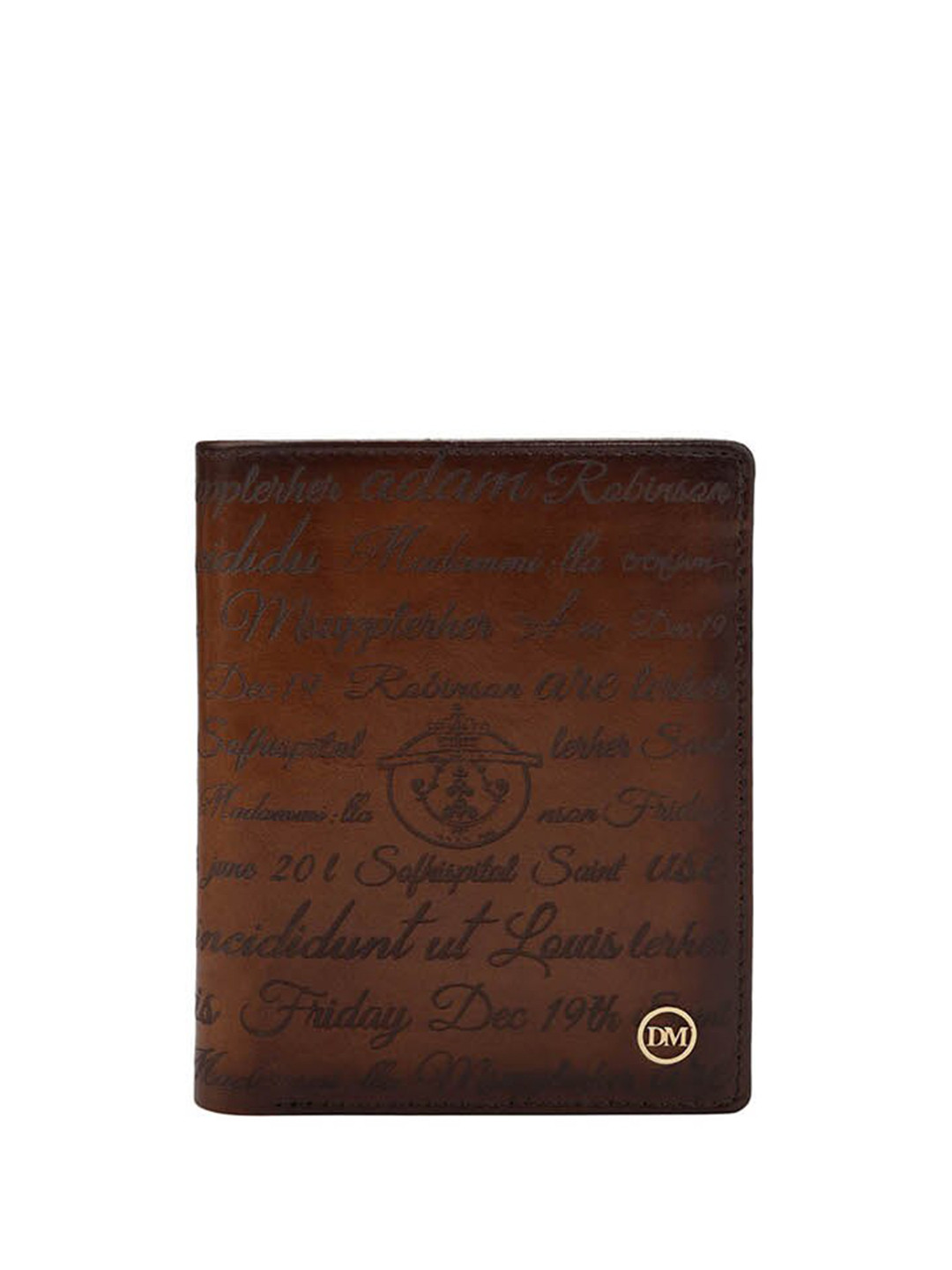 

Da Milano Men Typography Printed Leather Two Fold Wallet, Brown