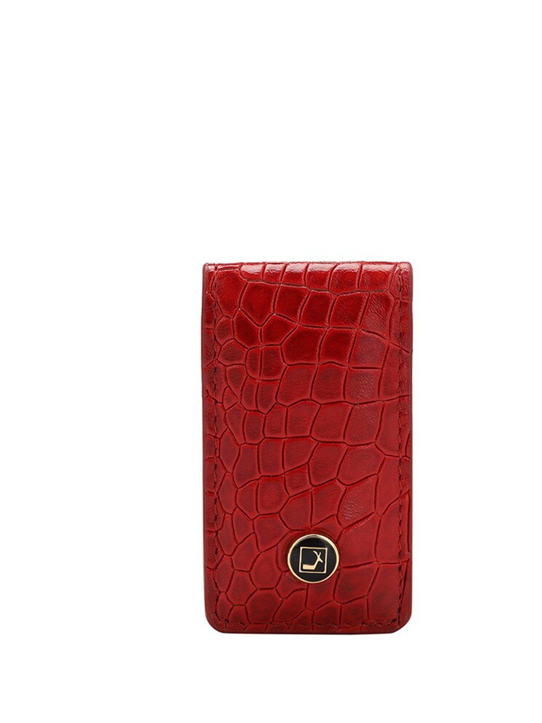 

Da Milano Unisex Geometric Textured Leather Money Clip, Red