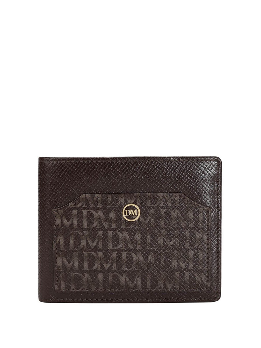 

Da Milano Men Typography Printed Leather Two Fold Wallet, Brown