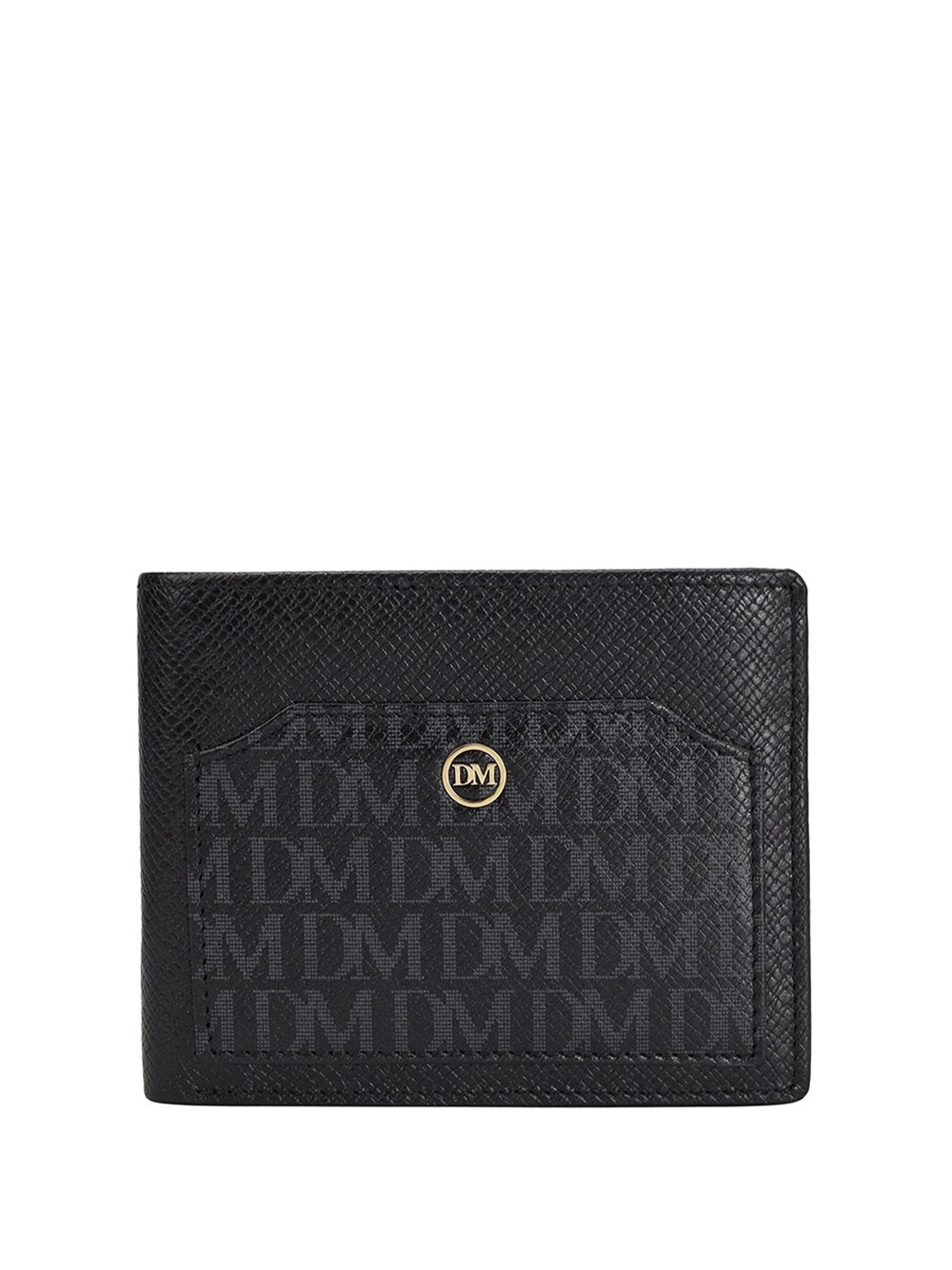 

Da Milano Men Typography Printed Leather Two Fold Wallet, Black