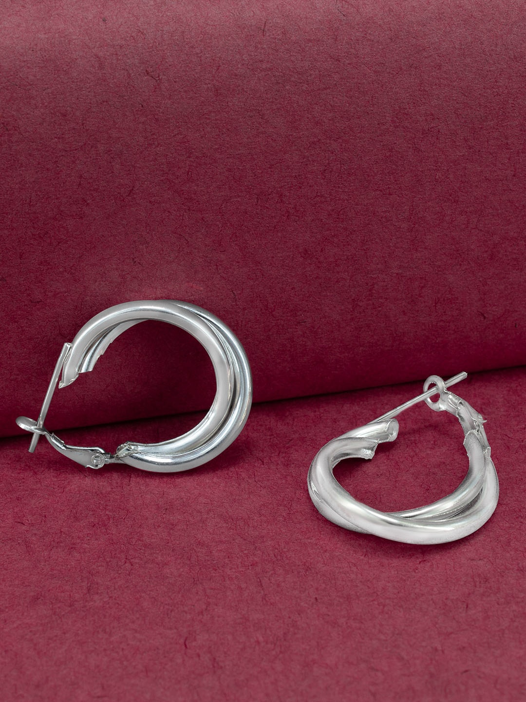 

PRIVIU Silver-Plated Contemporary Twisted Hoop Earrings