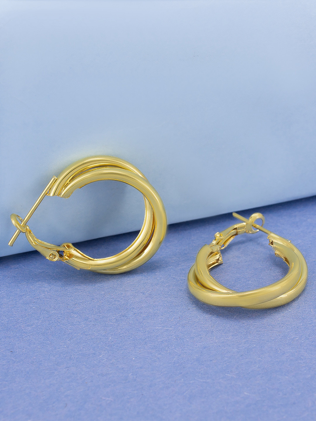 

PRIVIU Twisted Contemporary Hoop Earrings, Gold