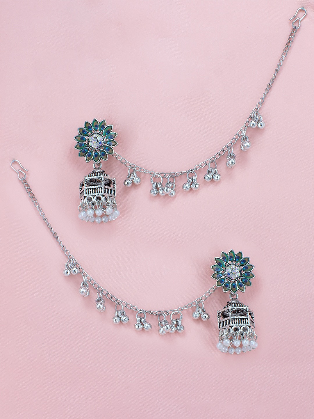 

PRIVIU Silver-Plated Dome Shaped Jhumkas
