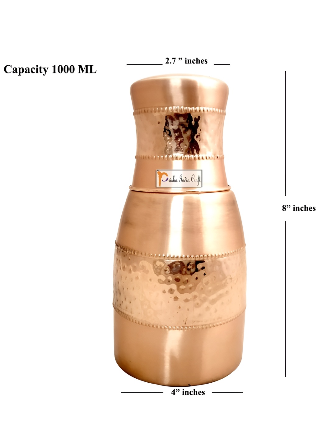 

PRISHA INDIA CRAFT Brown Copper Water Bottle 1 L
