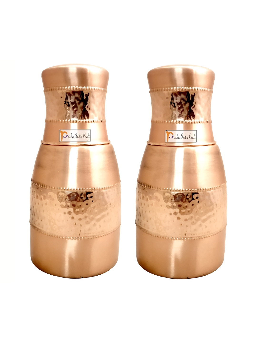 

PRISHA INDIA CRAFT Brown 2 Pieces Copper Water Bottle 1 L