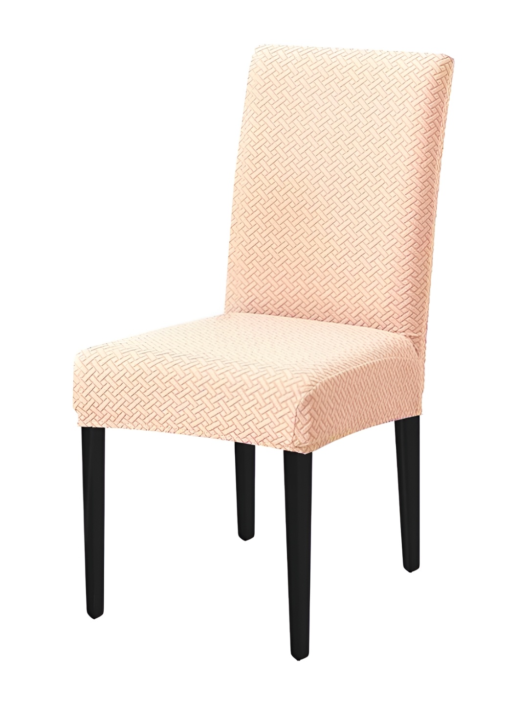

HOUSE OF QUIRK Cream-Colored Self Design Removable Washable Chair Cover